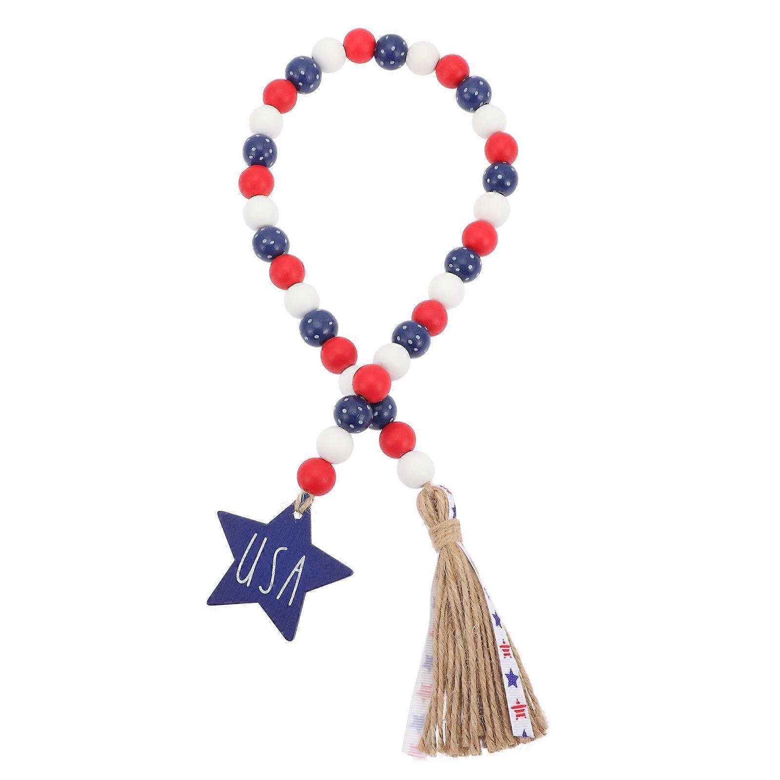 Wooden Bead Ornament Tassel String for Independence Day