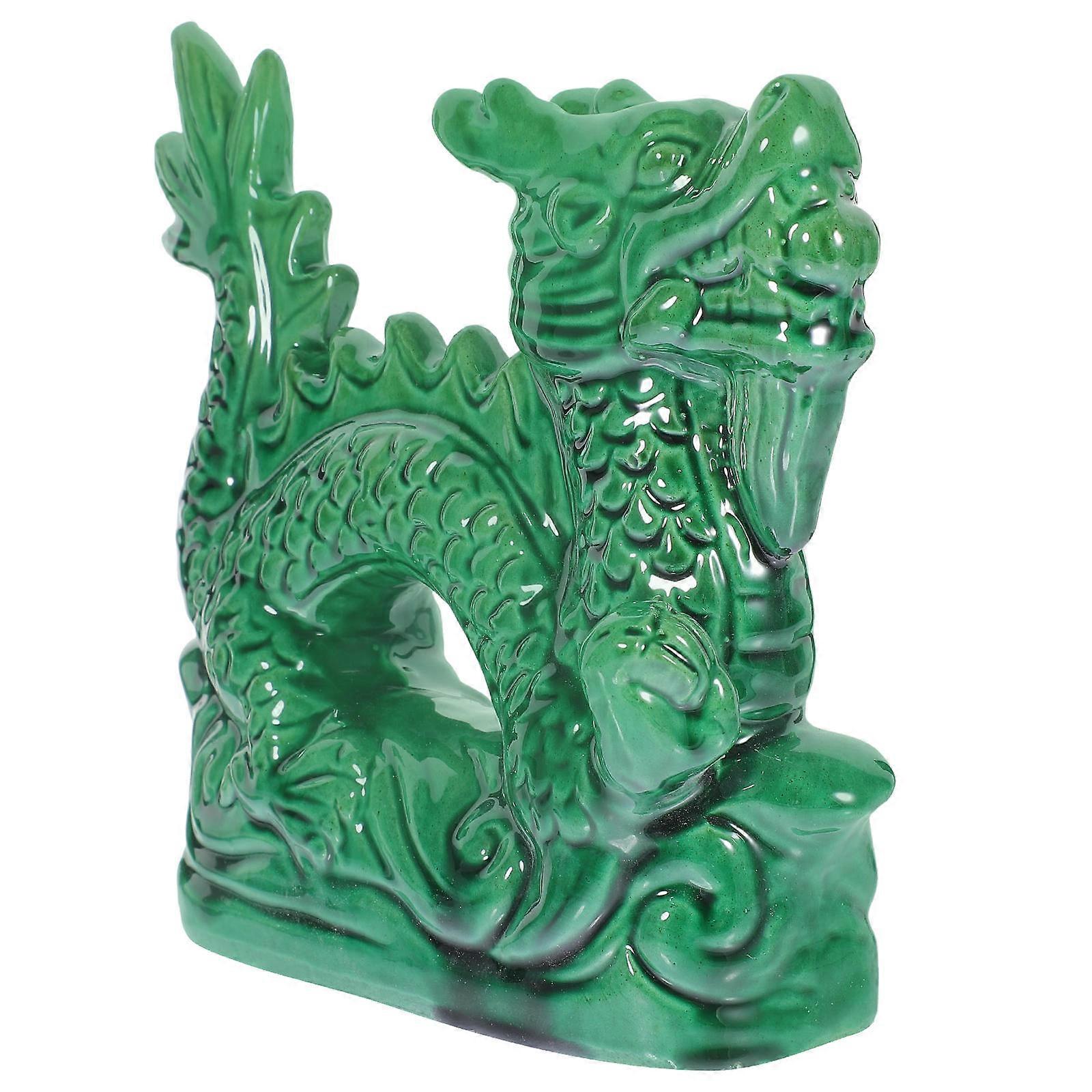 Green Ceramic Dragon Statue for Decoration with Stable Structure