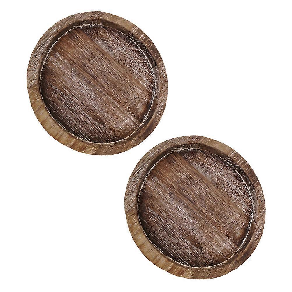 Countertop Storage Tray Round Wooden Tray for Organizing 8Pcs Rustic Style