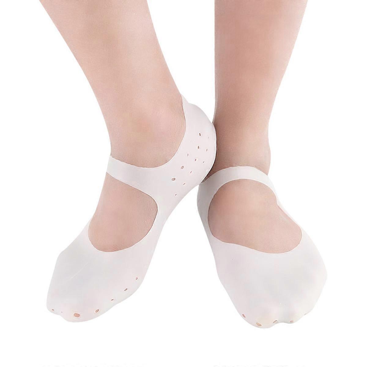 Shallow Boat Socks Forefoot Pads Comfortable Invisible Socks for Females Daily Use with Shoes White Color Size L 1Pair