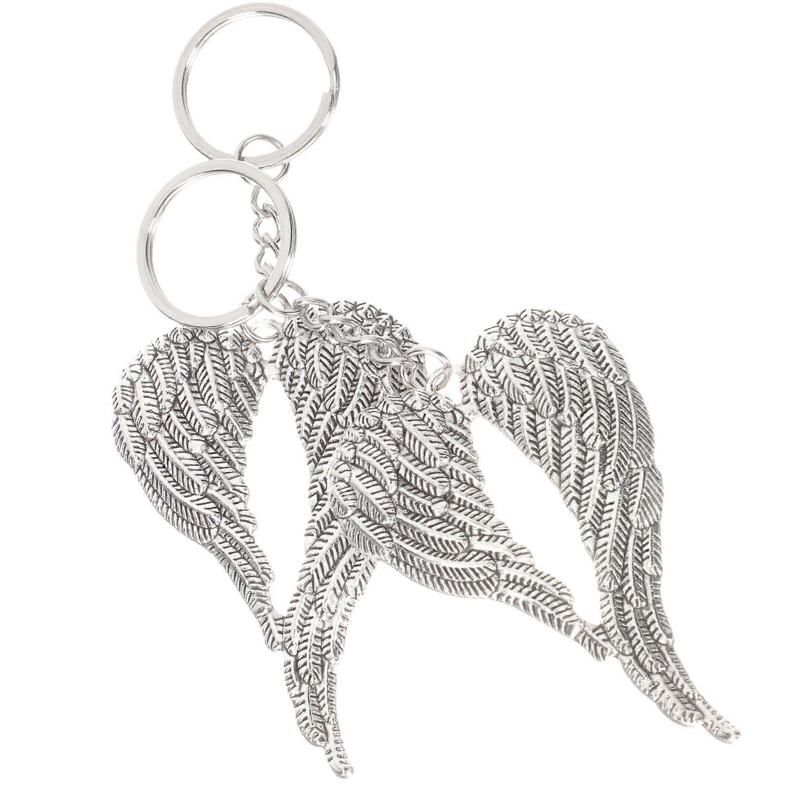 Silver Metal Wing Key Chains for Decoration with 6Pcs Unique Design