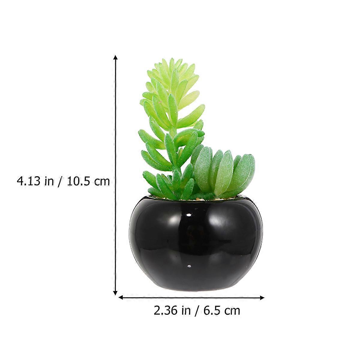 Artificial Succulent Mini Potted Bonsai for Decor 8Pcs Black Ceramic Set