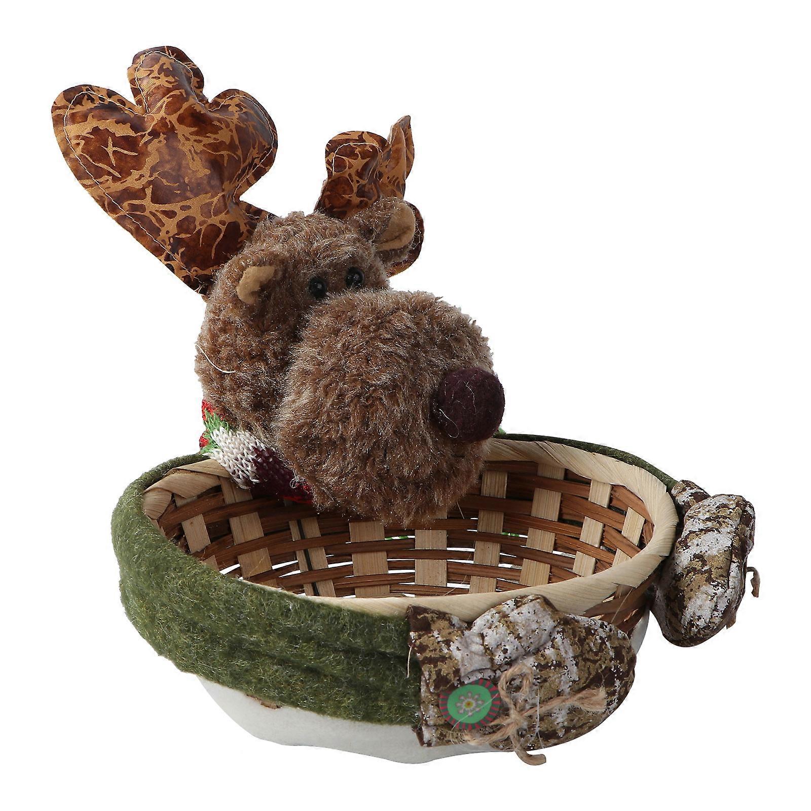 Candy Storage Basket for Xmas Gift Holder 2Pcs Large Elk Patterned Basket