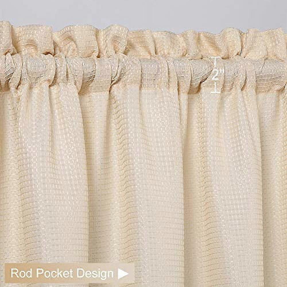 Etagenvorhänge, Waffelstruktur, kurzer Vorhang für Badezimmer, Fenster, Küche, Café, Vorhänge – 76,2 x 61 cm, Weiß, 2er-Set
