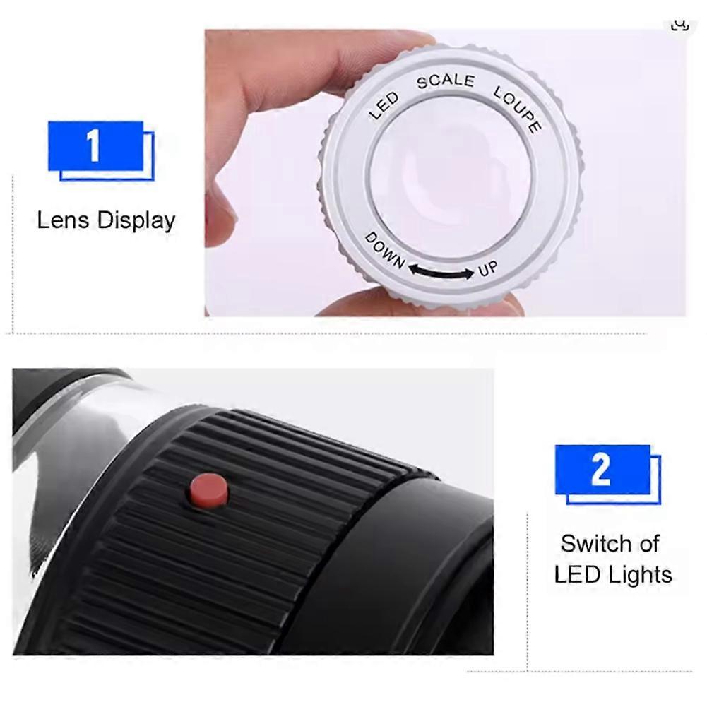 30X Adjustable Magnification Magnifier Metal Cylinder Mirror with Scale Small Reading Mirror Jewelry Magnifier