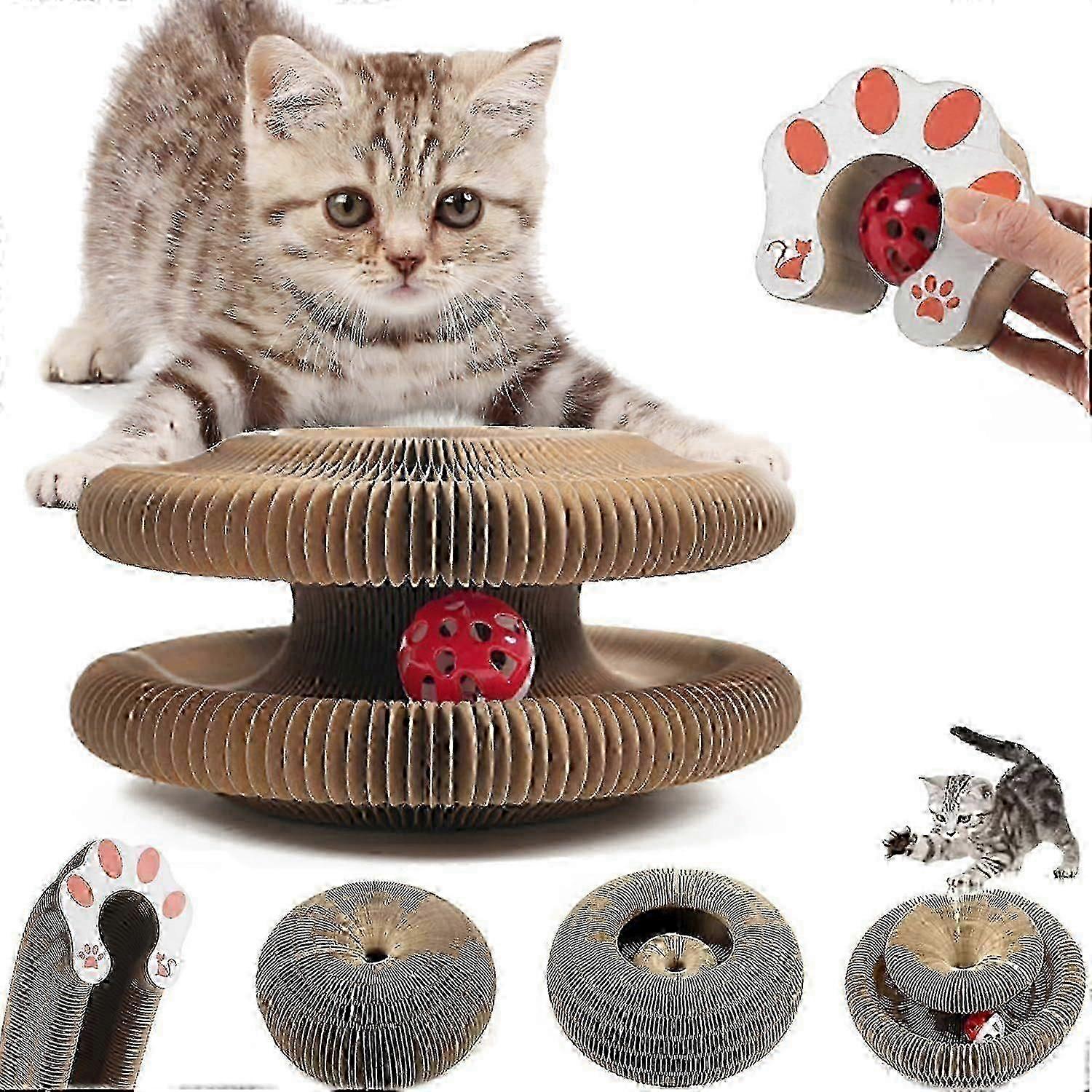 Kitty Kurlz Cat Toy - Magic Organ Cat Scratching Board,Interactive Scratch Pad, Foldable Accordion Cat Toy