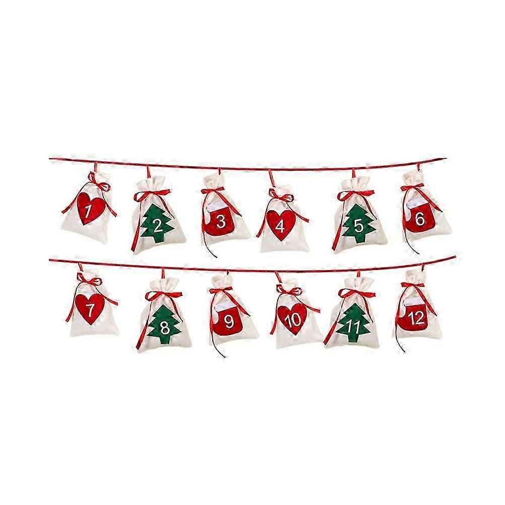 حفلة عيد الميلاد الديكور مجيء تقويم إكليل أكياس مستطيلة متنوعة اللون 16x11cm حاضر التخزين 12 قطعة