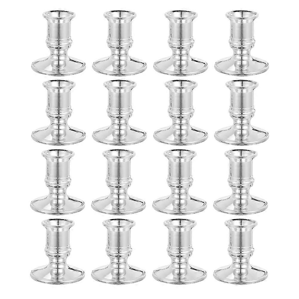 Silver Plastic Candlestick for Tabletop Decor 80Pcs Candle Holder