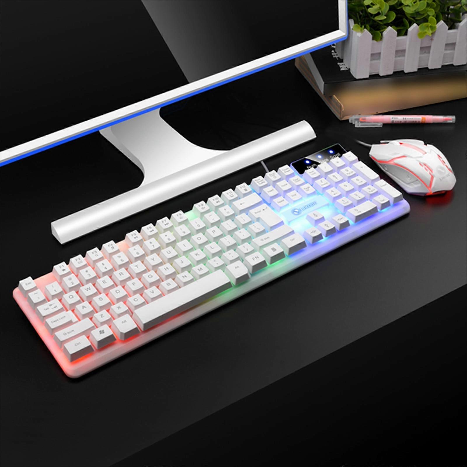 Jacenvly Christmas Decor Clearance - Luminous Wired Keyboard & Mouse Cover, Mechanical Feel, 104 Key, Compatible with PC, Holiday Party Decor