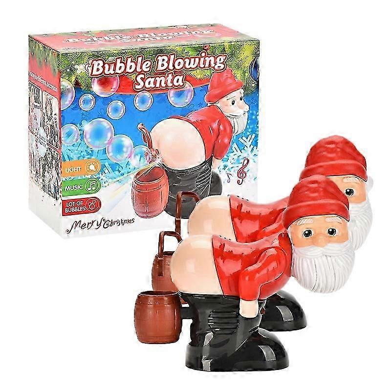 2Pcs Christmas Funny Santa Electric Bubble Blowing Machine,Leak-Proof Machine