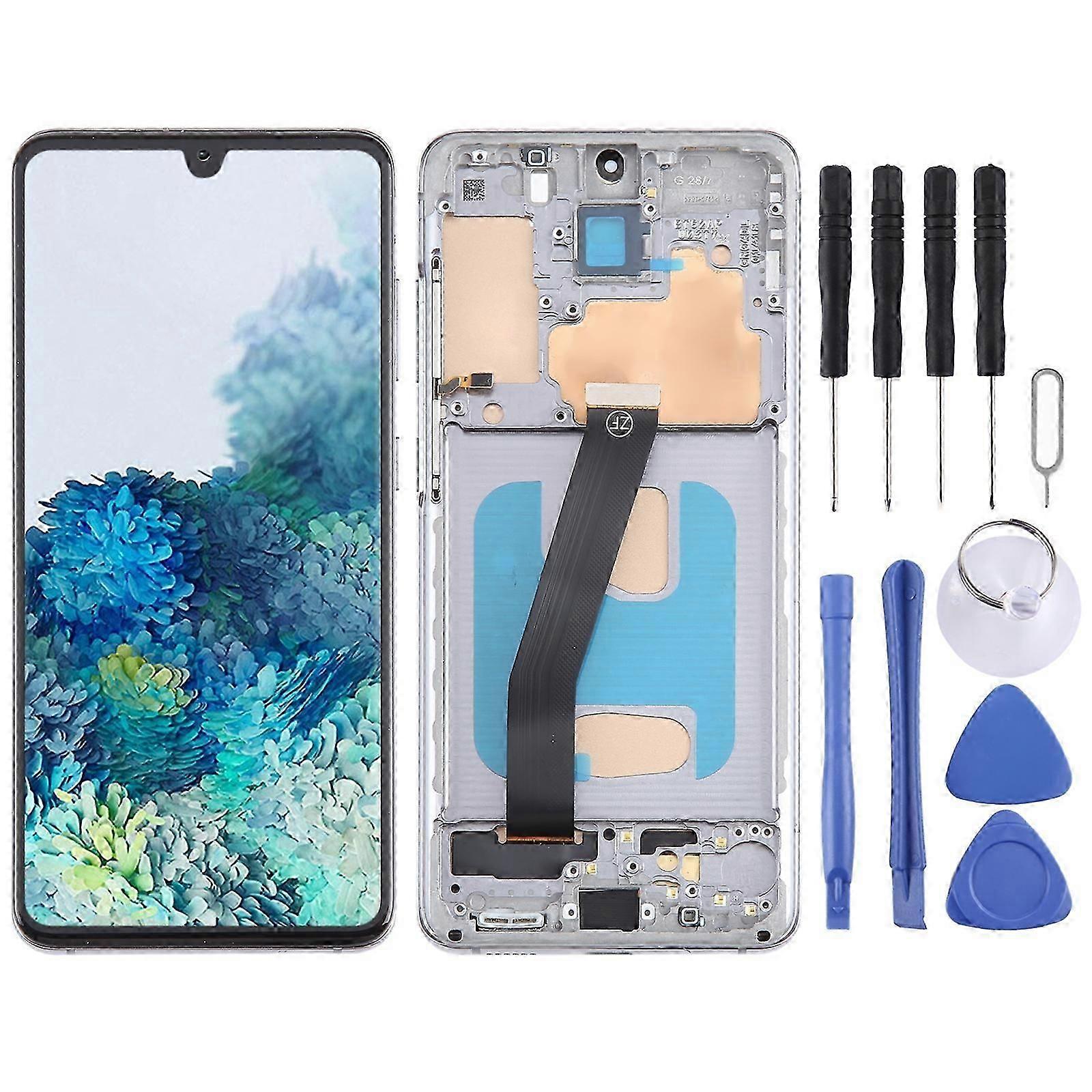 TFT LCD Screen For Samsung Galaxy S20 SM-G980 Digitizer Full Assembly with Frame,Not Supporting Fingerprint Identification(Grey)