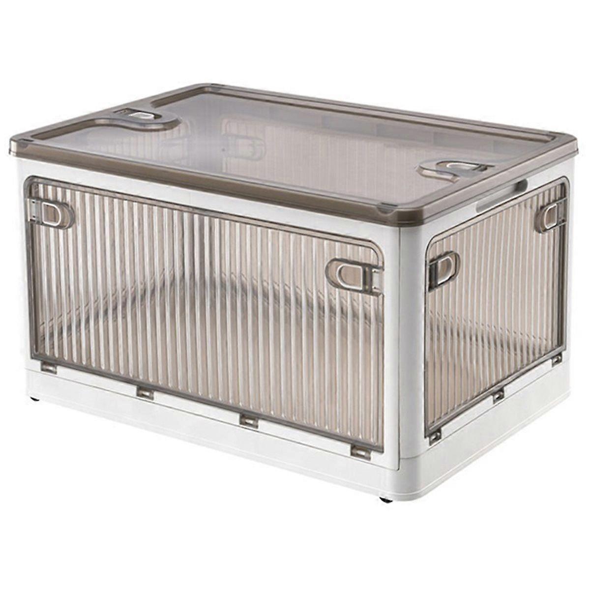 Foldable Storage Box with Wheels Large Capacity Transparent Stackable Waterproof for Closet Use and Home Organization E