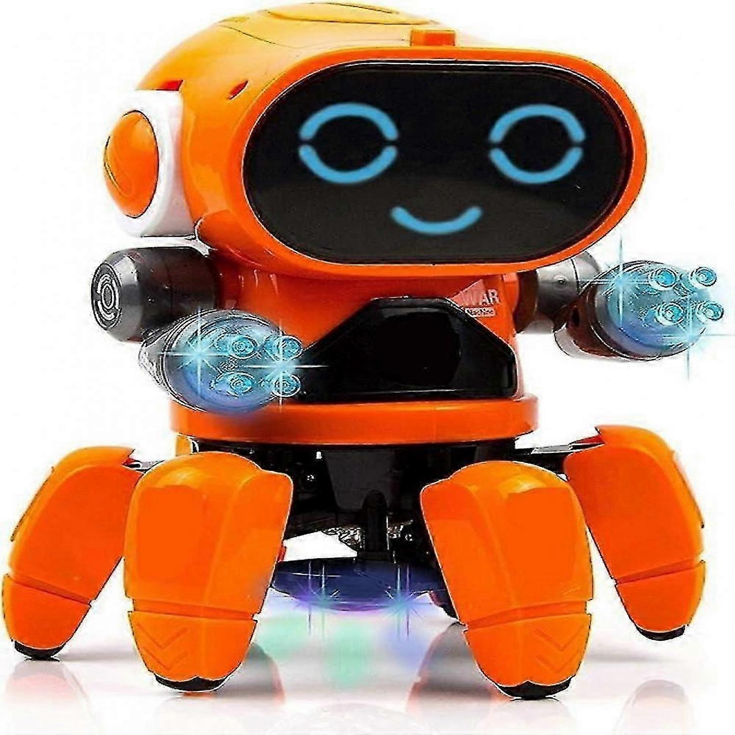 Rechargeable Remote Control Robot Toy, Safety and Non-Toxic, Six-Jaw Space Dancing Walking, Musical Functionality, Light and Music Dancing