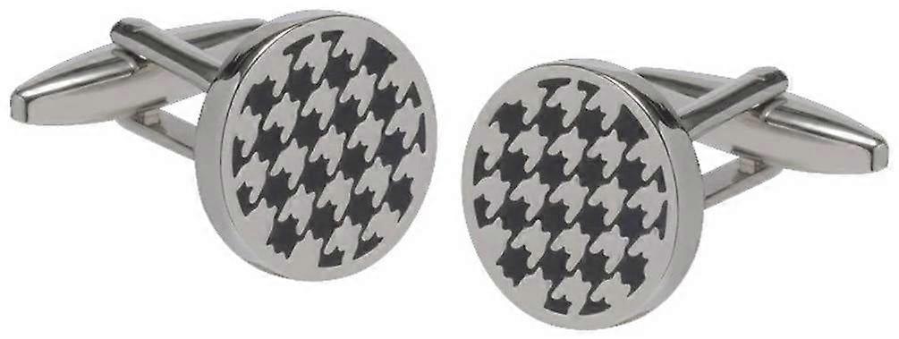 David Van Hagen Houndstooth Cufflinks - Black/Silver