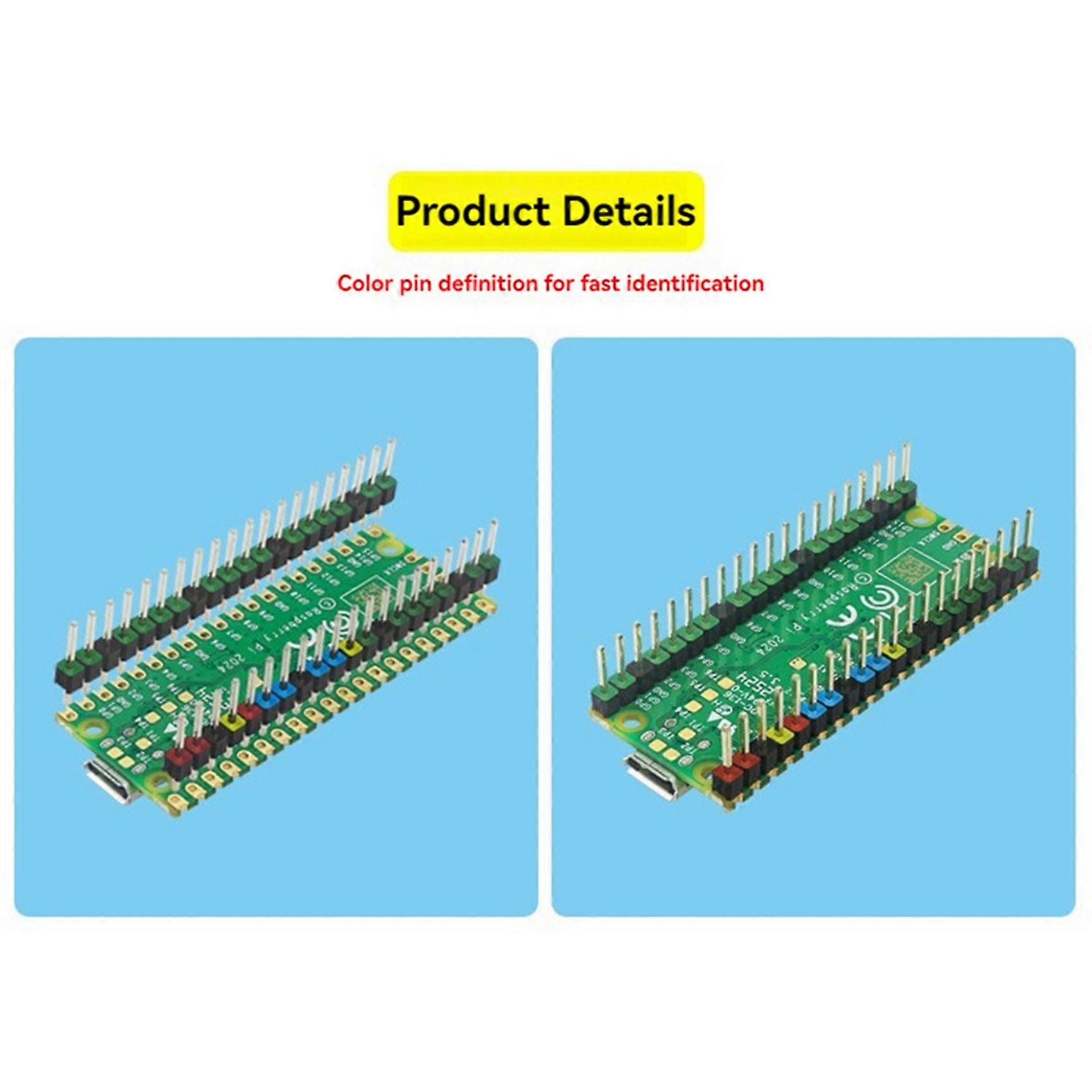4x 20 Pin GPIO Header Adapter 2.54mm Pitch Double Row Color Pin Header for Raspberry Pi PICO W Development Board