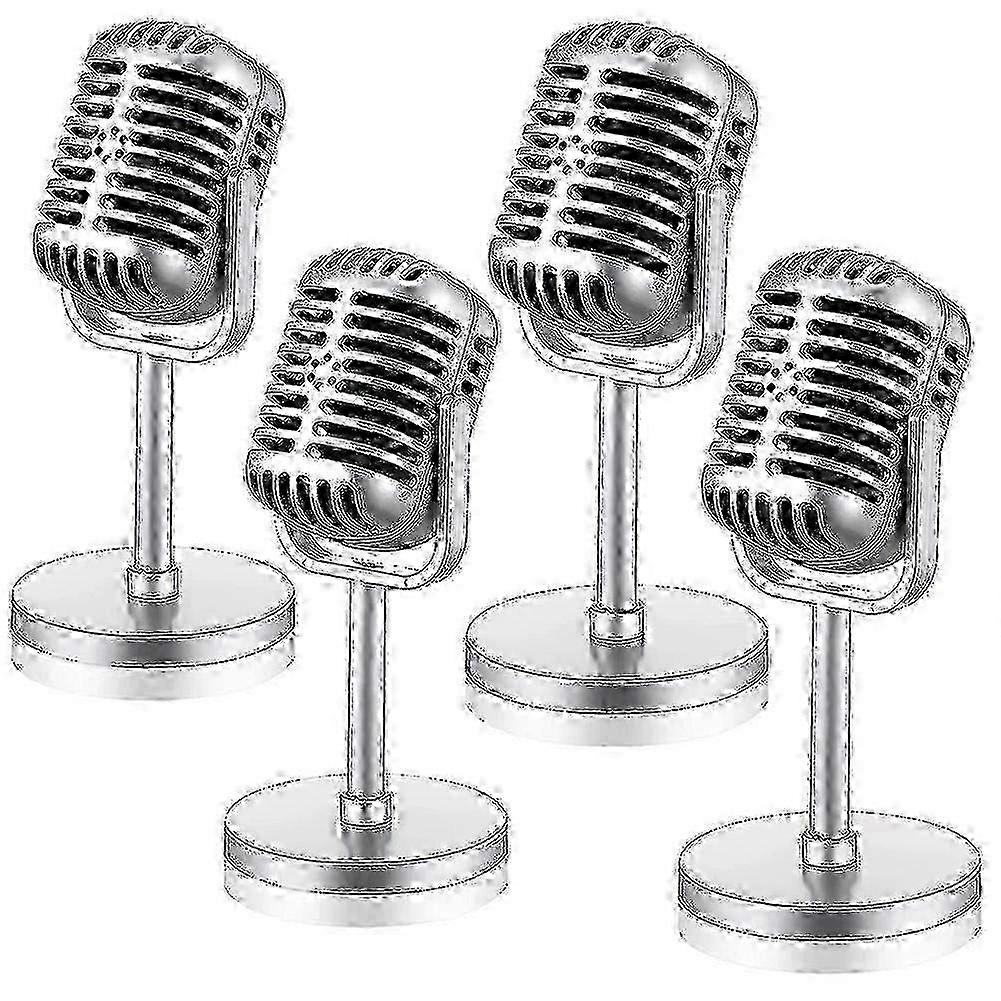 4Pcs Retro Microphone Props Model Vintage Microphone Antique Microphone Toy Microphone Stage Table