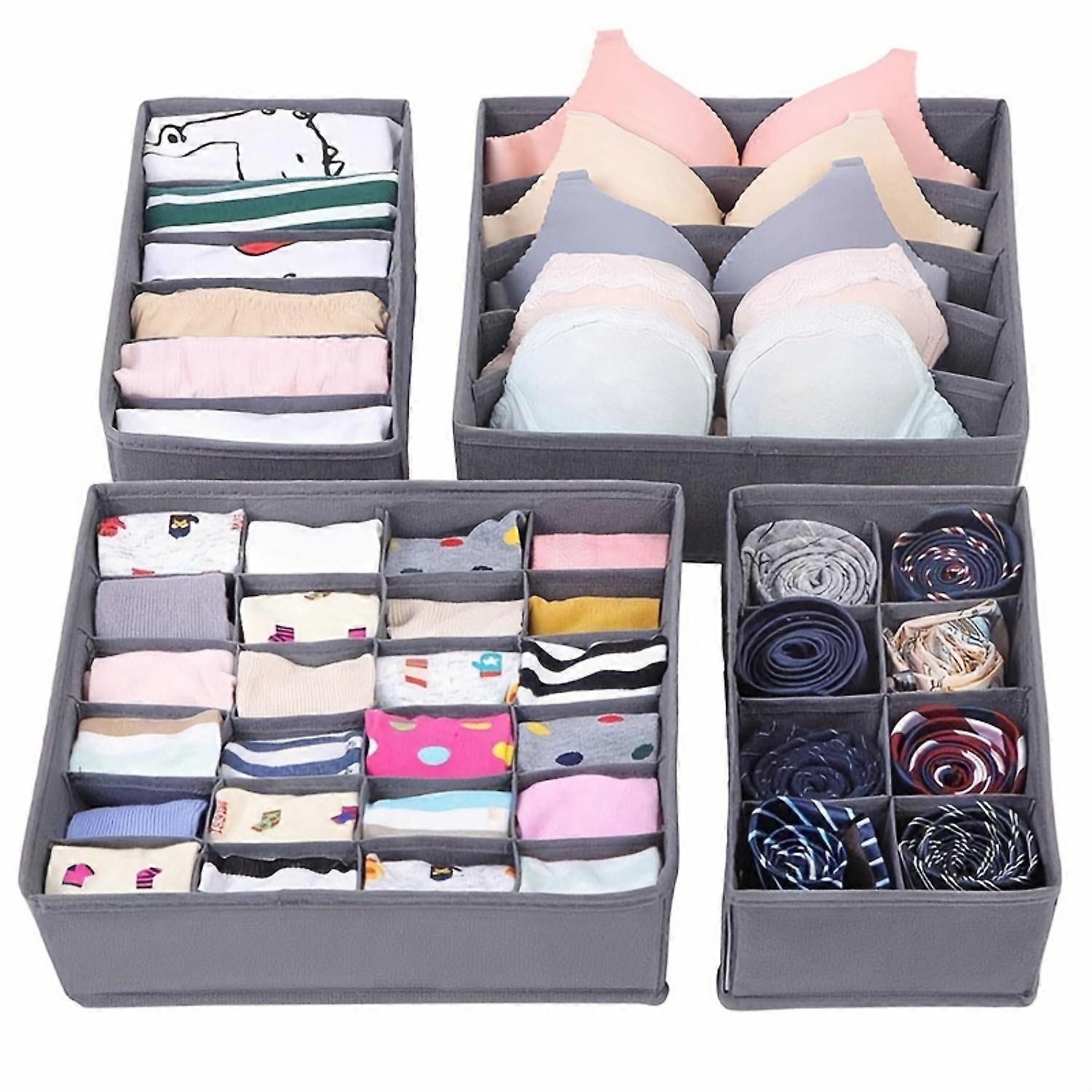 4pcs/set Underwear Fabric Drawer  Basket, Socks  Drawer Box For Panties, Bras, Ties, Clothes, Household Space Saving Organizer O
