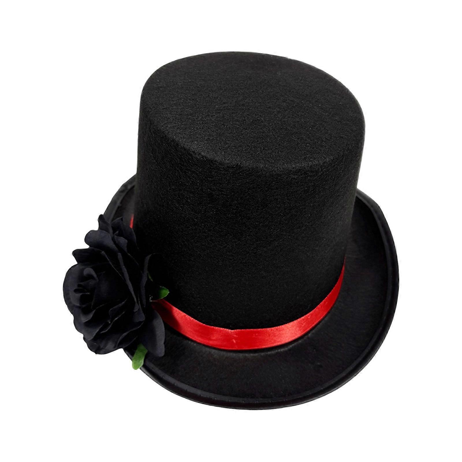 Historical Fashion Cloth Rose Decorated President Cap Featherweights Sun Hat For Daily Commute Coastal Occurrences  Black
