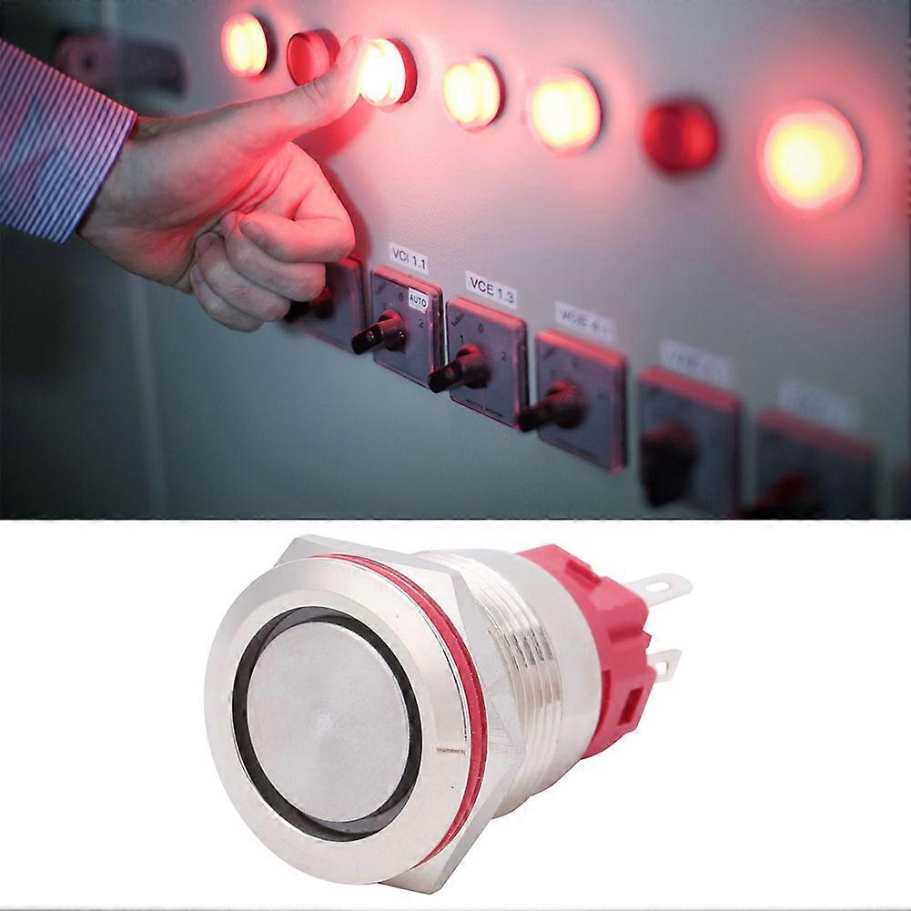 金属製の押しボタンスイッチ DC9~30V 19mm 1NO 1NC セルフロック スイッチ LightRing ハイ ヘッド セルフロック付き