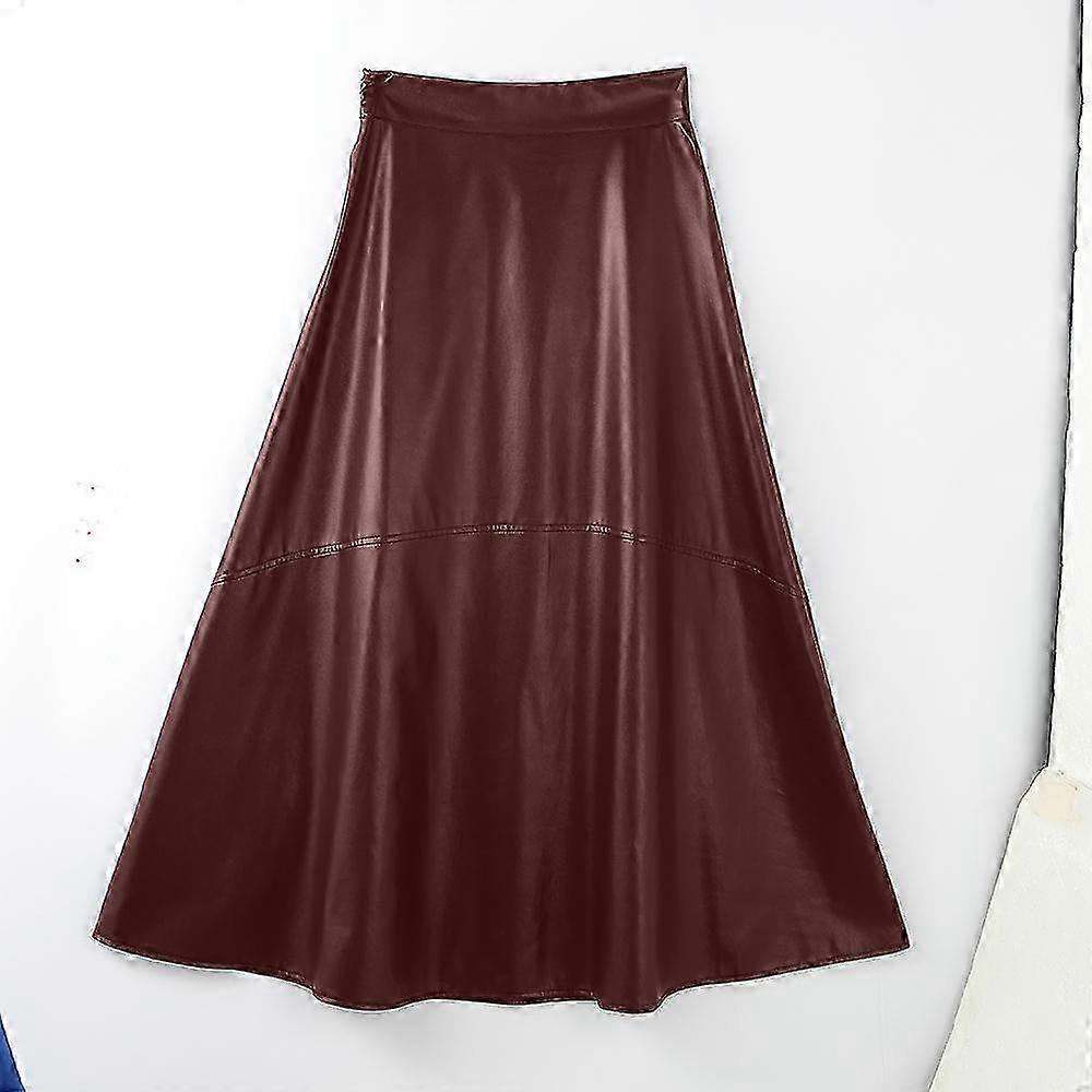 slim fit dress slacks A-Line Faux Leather Skirt with Whipstitch Patch Pockets in Black Black / S/M