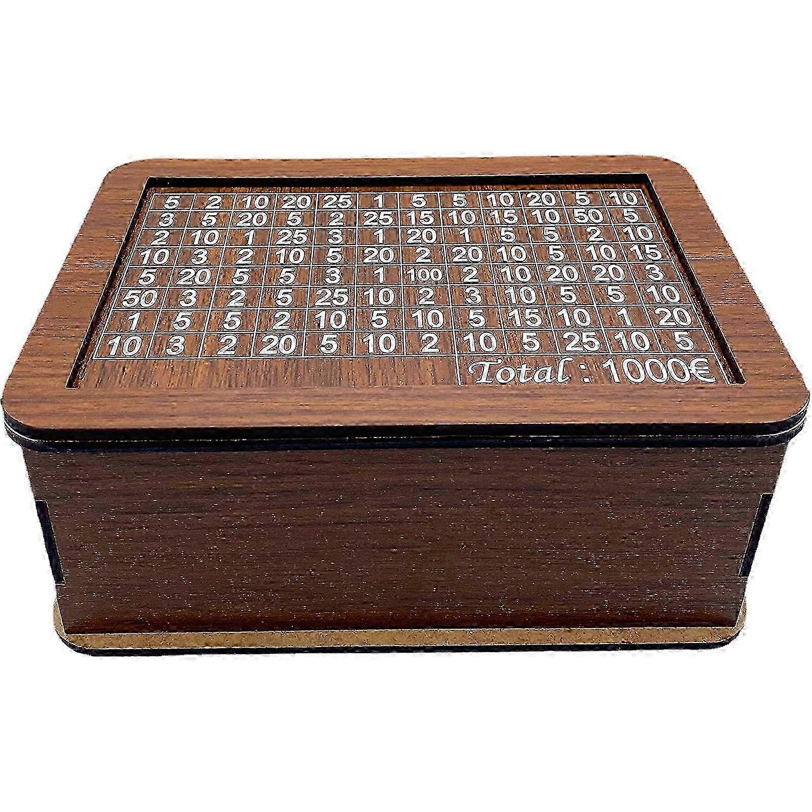 Wooden Money Box With Counter Not To Open Children's Savings Target 1000