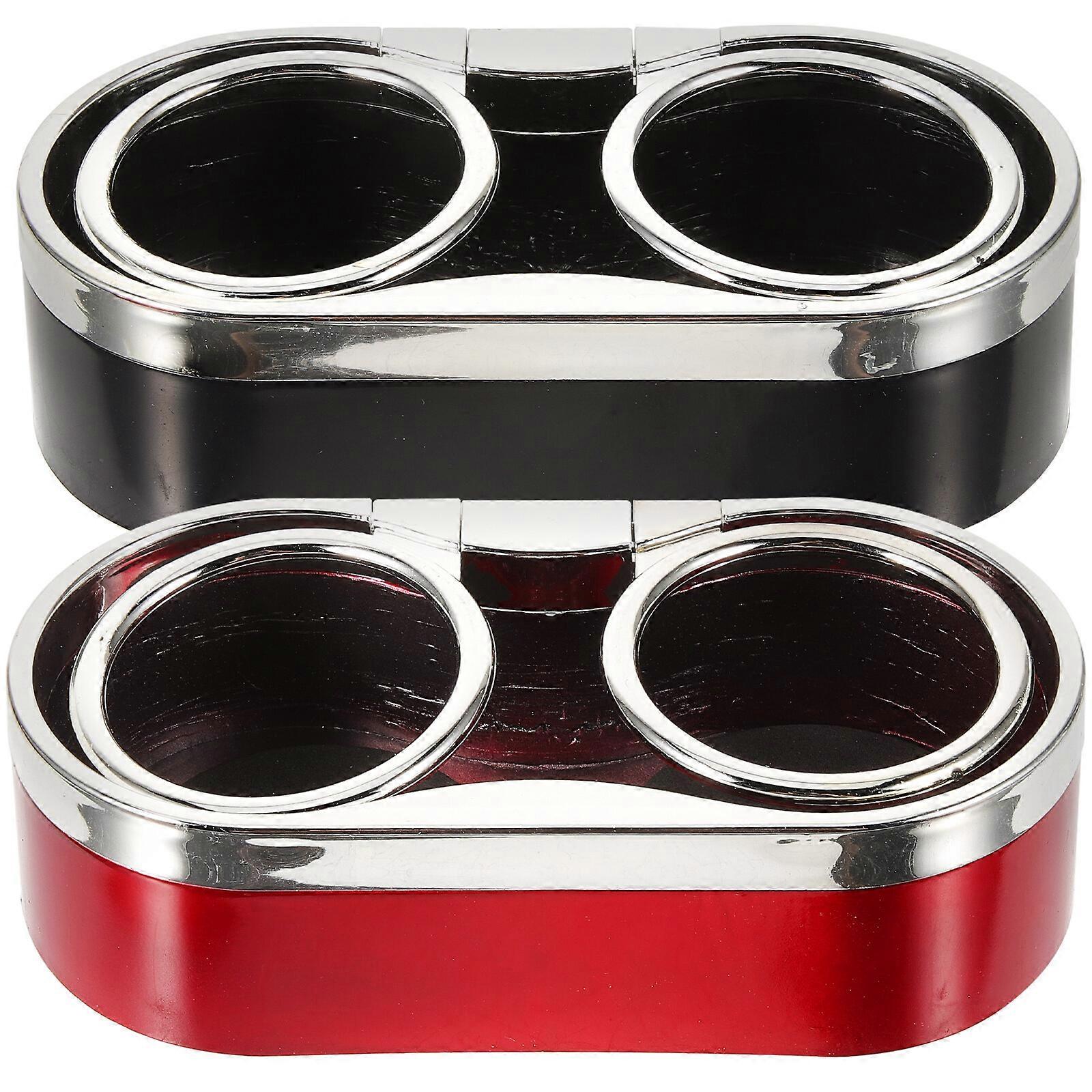 2Pcs Multi-function Double-Cup Holder Automobile Water Drink Rack(Red)