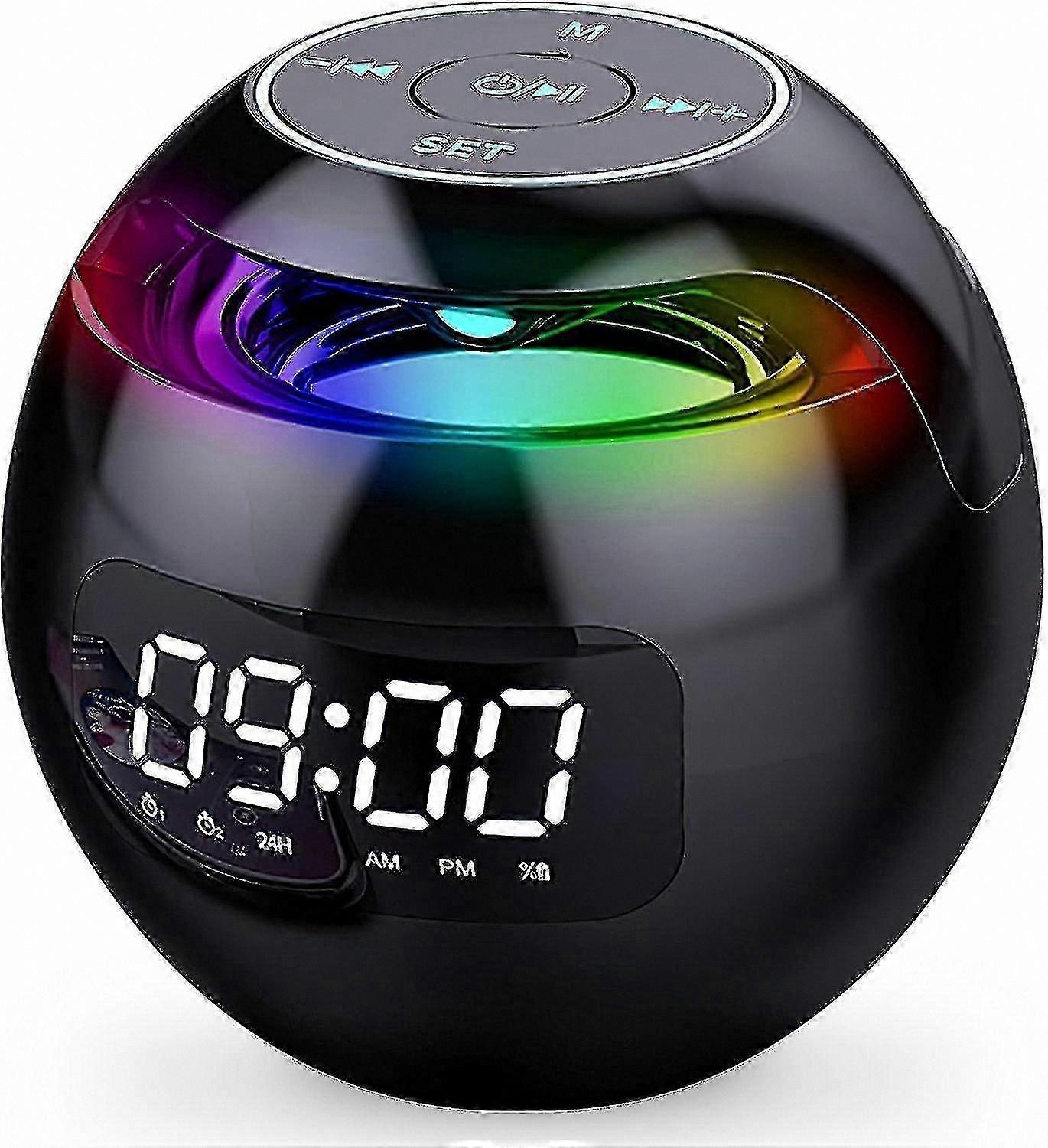 Digital Alarm Clock with Bluetooth Speaker, Dual Alarms, LED Light, USB Charging Port, 12/24H Format for Bedroom Use