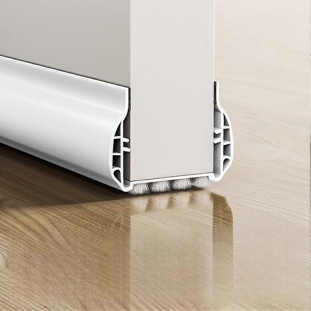Door Draft Stopper Brush Seal Strip, Cuttable Under Door Sweep for Soundproofing and Bug Prevention, Washable White 5 Pack