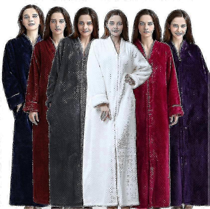 زيبر باثروب للنساء الفانيلا الصوف الجلباب الشتاء الدافئ معطف البيت ثوب النوم