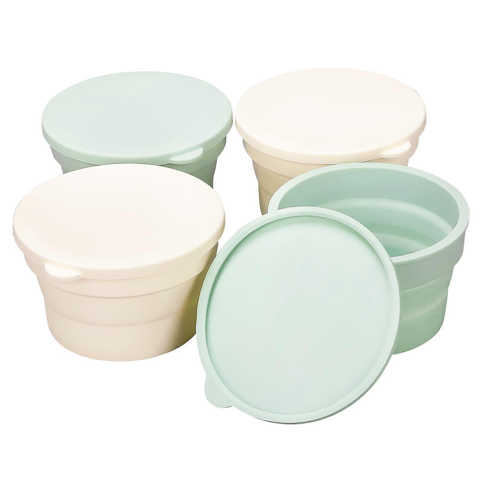 4 Pack Foldable Stackable Silicone Pizza Dough Bread Proofing Container with Lid For Artisanal Baking And Easy Storage Multicolor