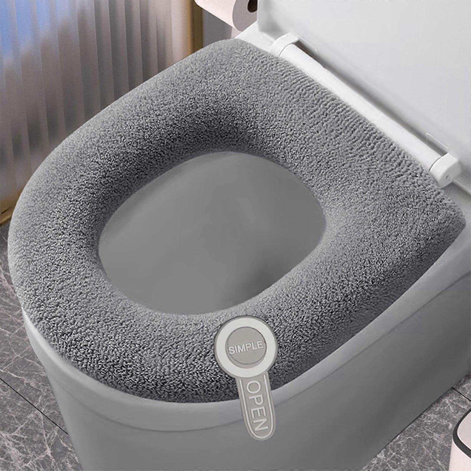 Thicker Soft Toilet Seat Cover Pads with Handle, Stretchable Washable, Fits All Oval Toilets, Compatible with Most Seats