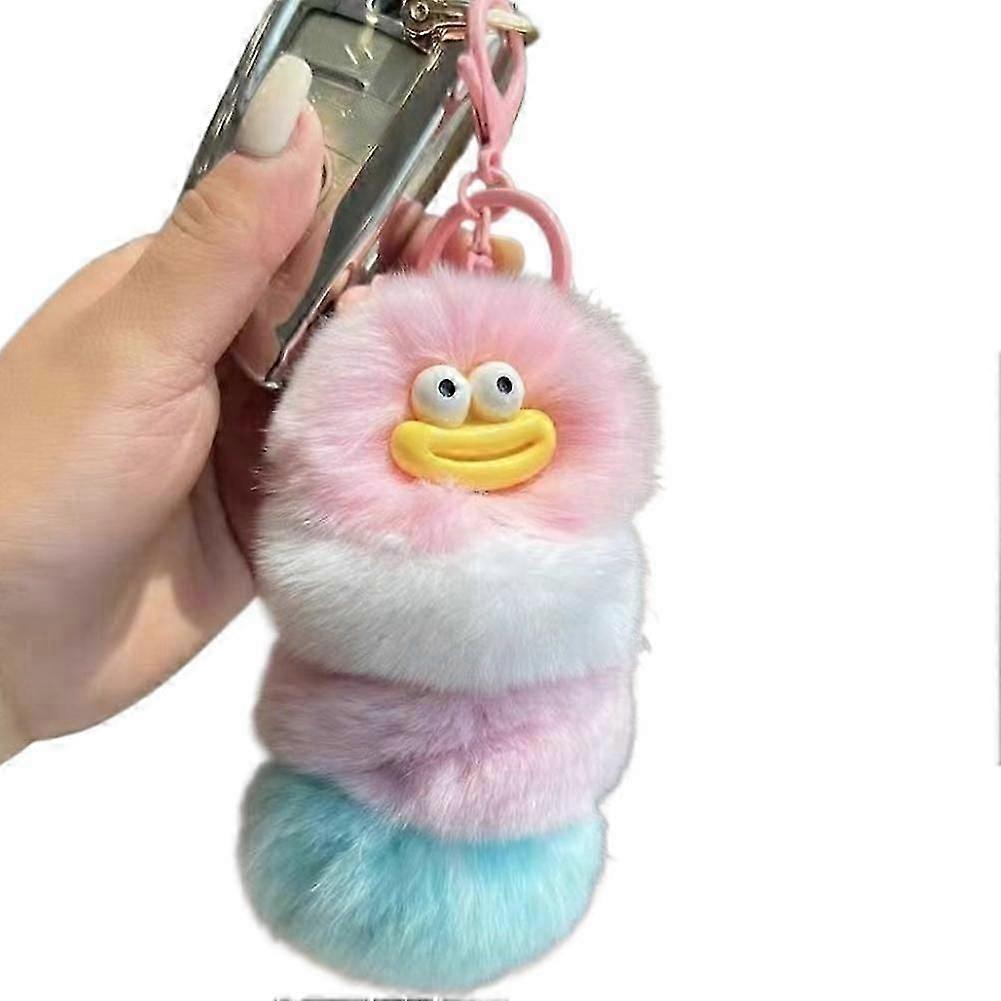 Cute Fuzzy Caterpillar Plush Keychain for Kids