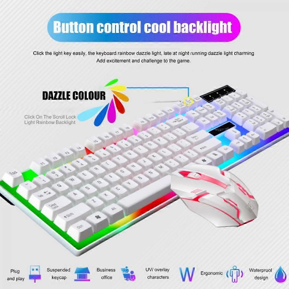 Prettyui Wired Keyboard and Mouse Set Usb Keyboard Mouse Combos Computer Accessories 1 Set