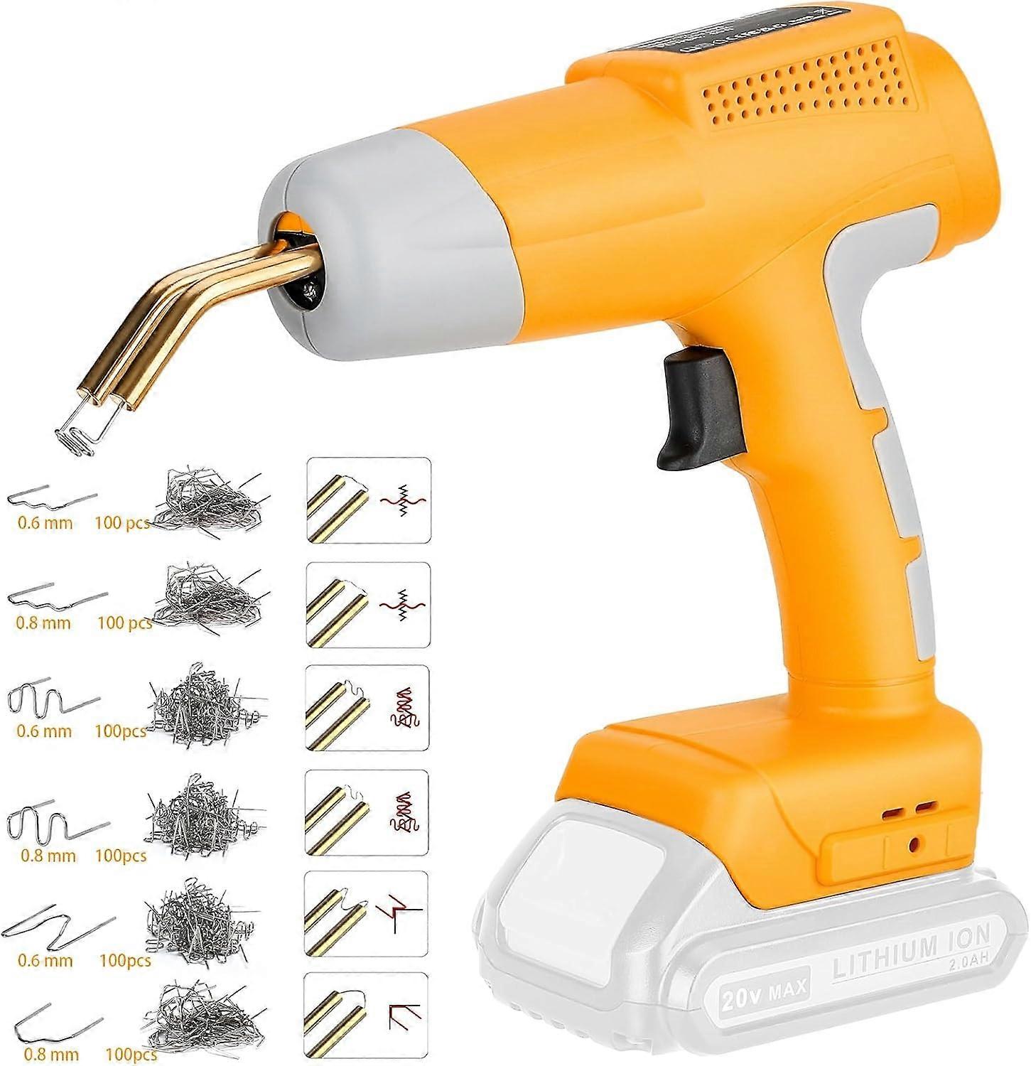 Cordless Plastic Welder Gun For Dewalt 20V Max Battery with 600PCs Hot Staples Plastic Welding Kit for Car Bumper and other plastic Repairing