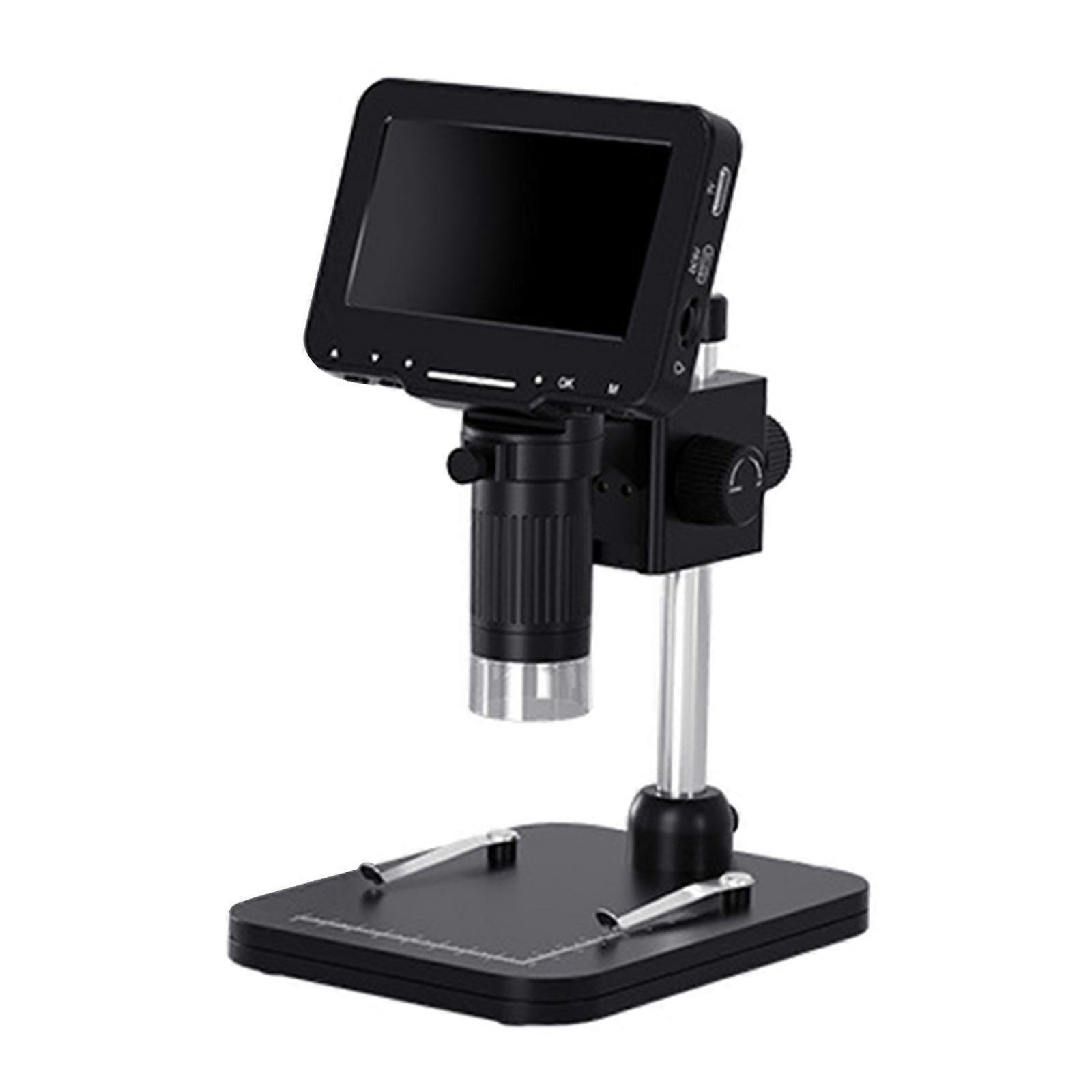 LCD Digital Microscope 1-1000X Magnification Zoom Microscope Magnifier with 8 Adjustable LED Light PC View 4.3In Screen Multicolor