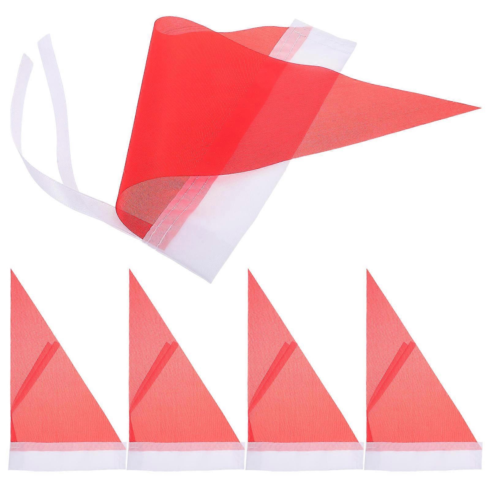 Tour Guide Flag Triangle Polyester for Outdoor Use 5Pcs Red Handheld Flags