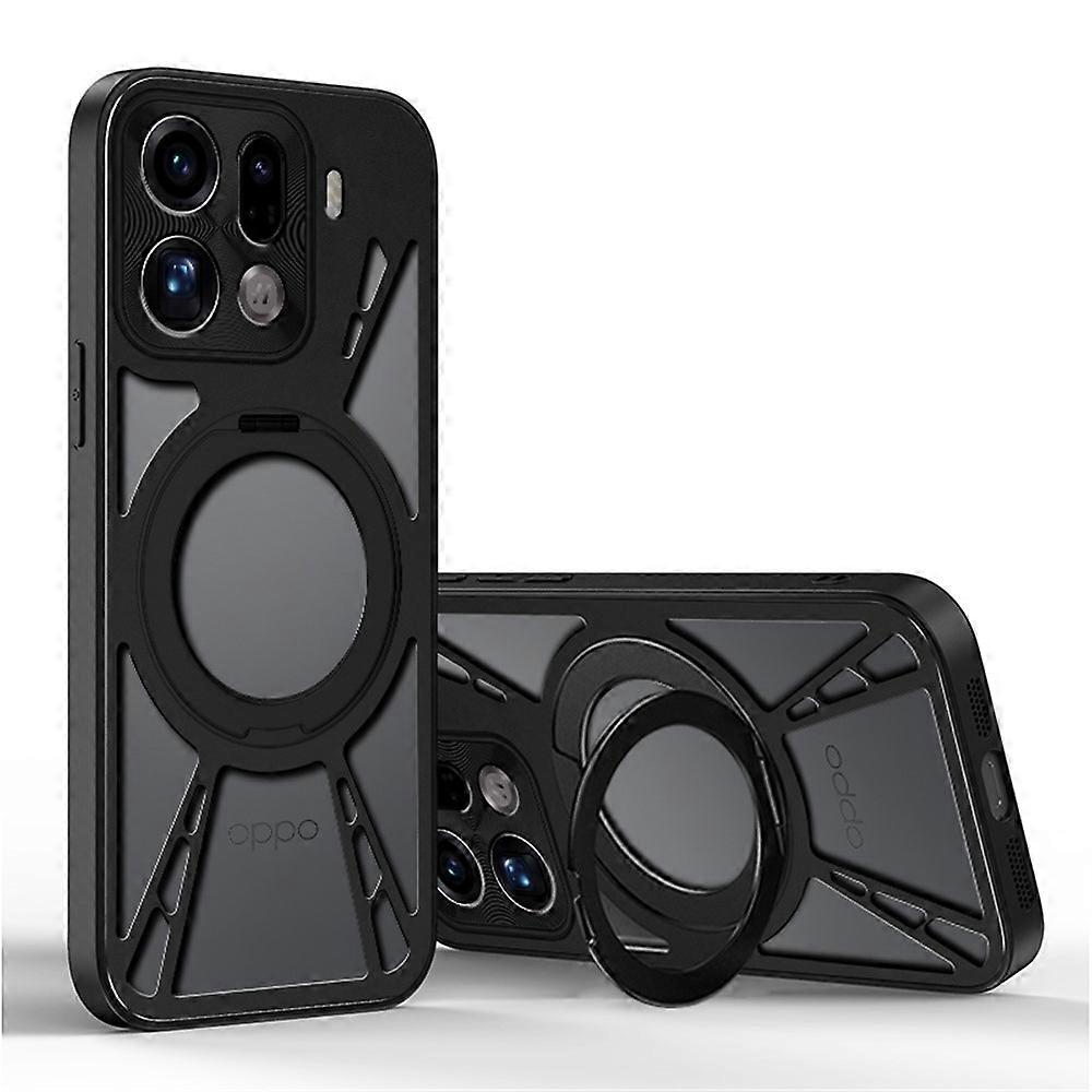 Compatible For Oppo Find X9 Pro 5G Case Magnetic Kickstand Hollow Heat Dissipation Silicone + PC + Metal Bumper Phone Cover