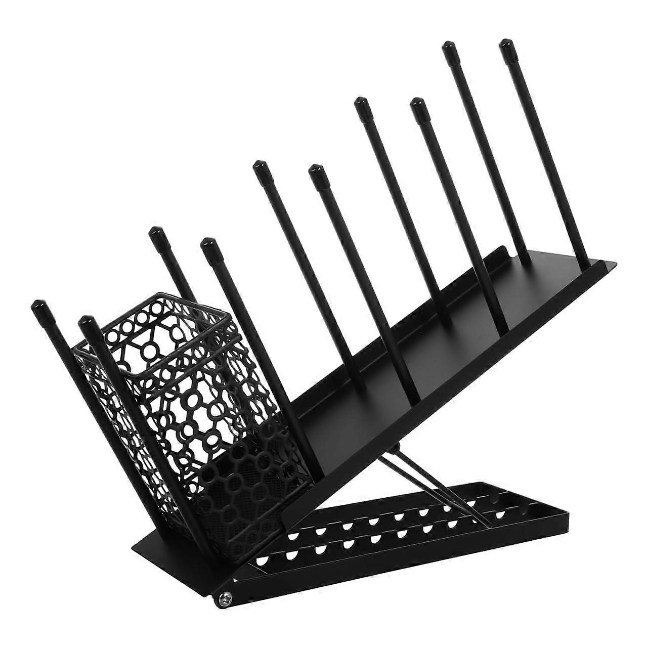 Coffee Cup and Lid Organizer with Adjustable Compartments for Countertop Snack Storage Black