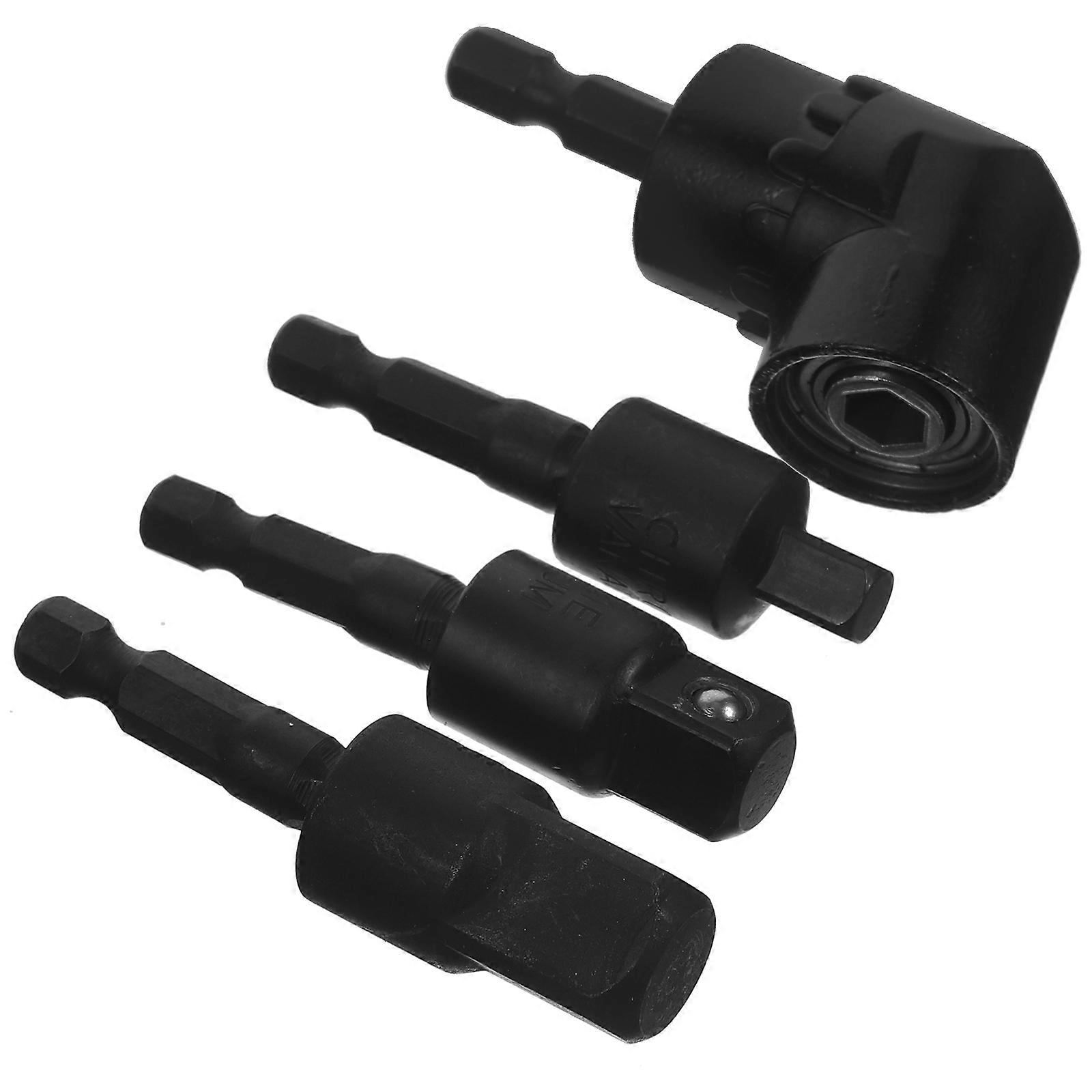 1 Set Right Angle Drill Attachment Rotatable Impact Driver Socket Adapter