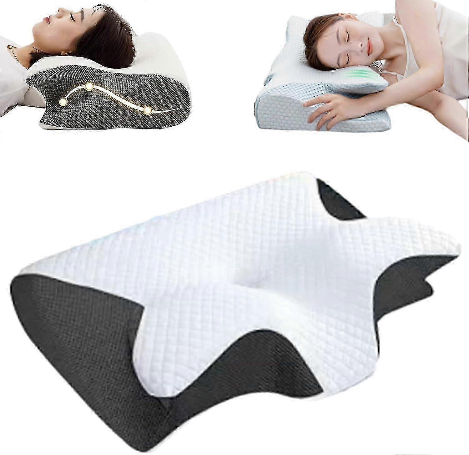 Cleshy Pillow Ergonomic Pillow for Side Sleepers, Memory Foam, Adjustable (Black)
