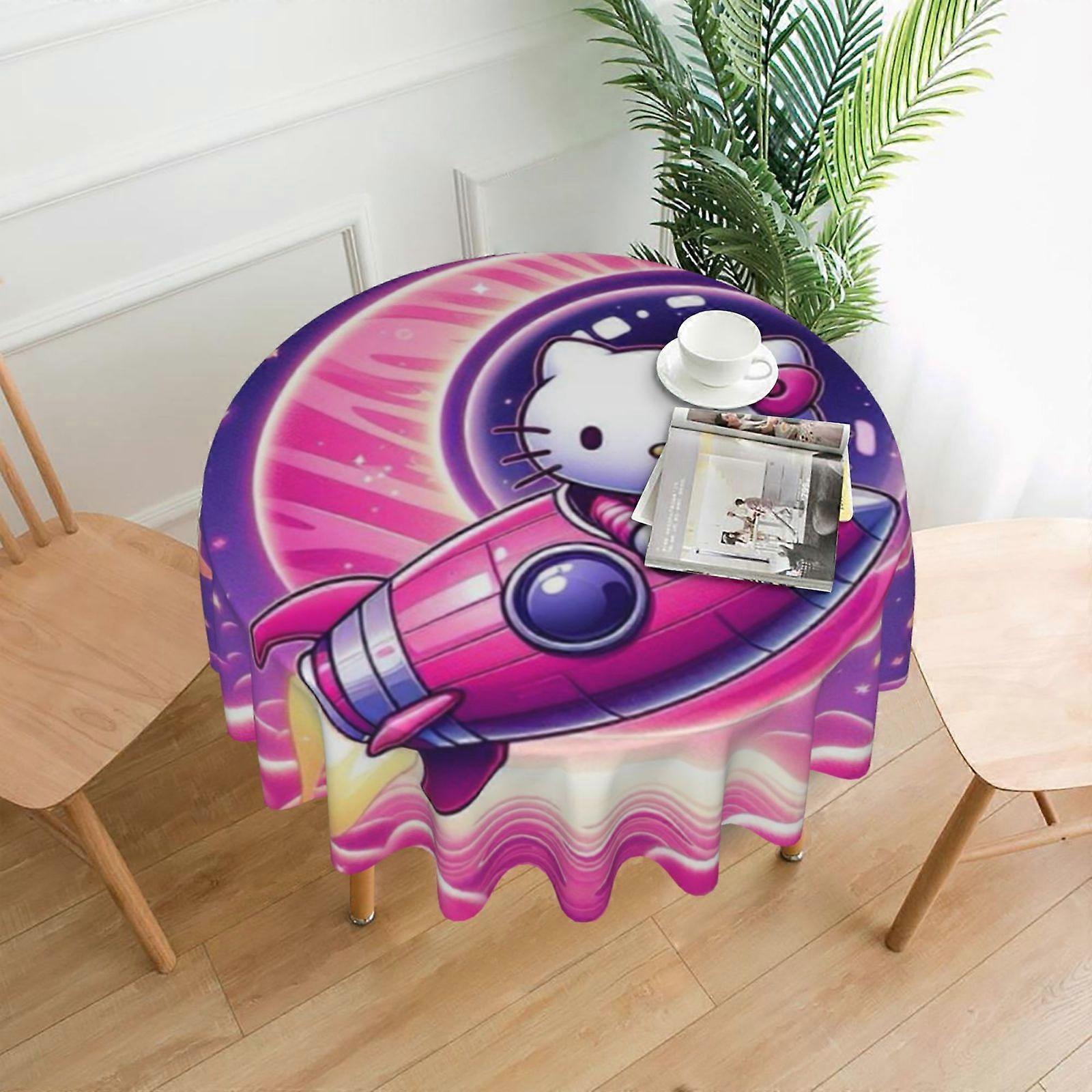 Hello Kitty Rectangular Tablecloth, Water Resistance Antiwrinkle Spillproof Soft Fabric, 60in, compatible with dining room, parties and holiday