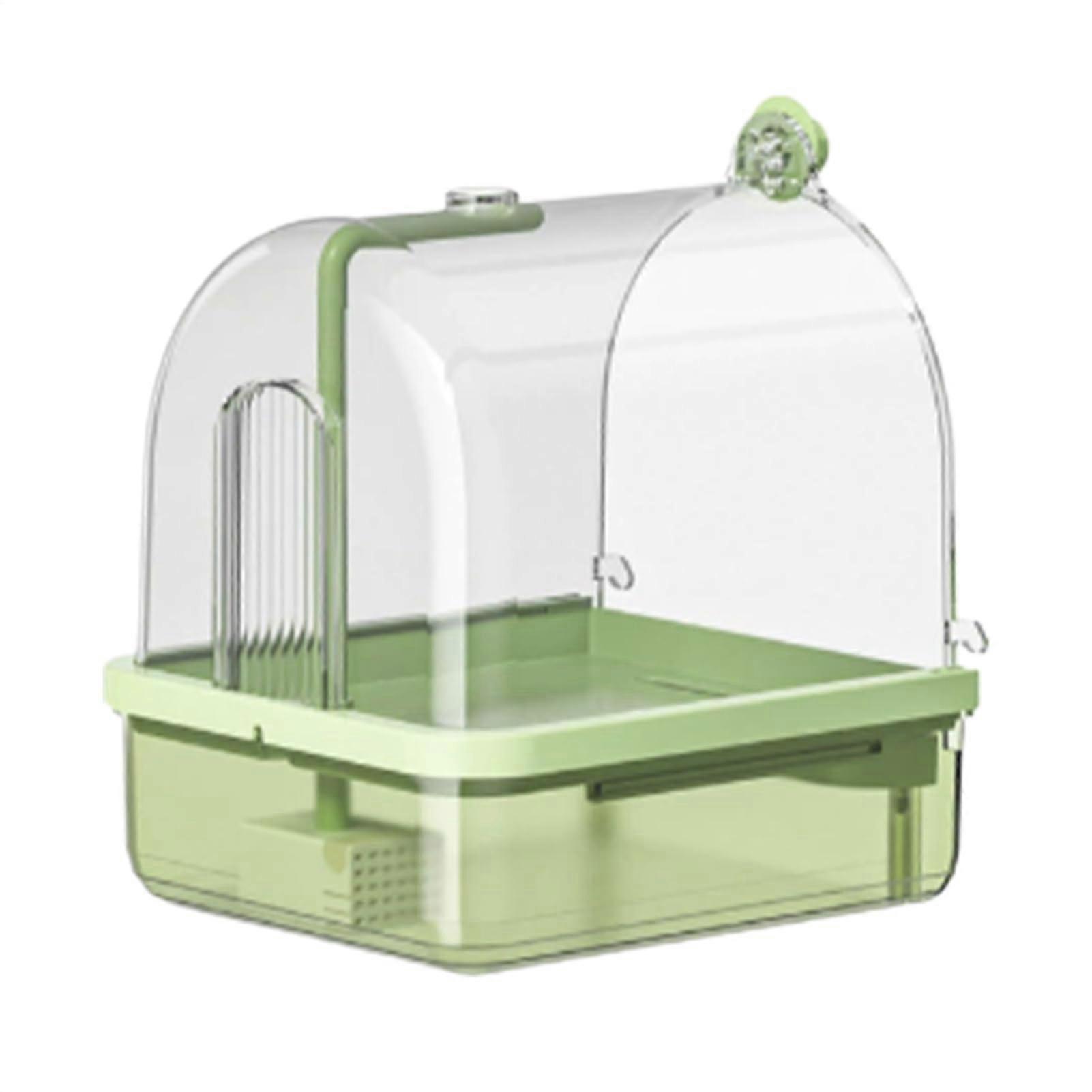 Cockatiel Bird Bath with Adjustable Cage Stand, ChewResistant ABS Soaking Basin for Feather Cleaning and Hydration Green