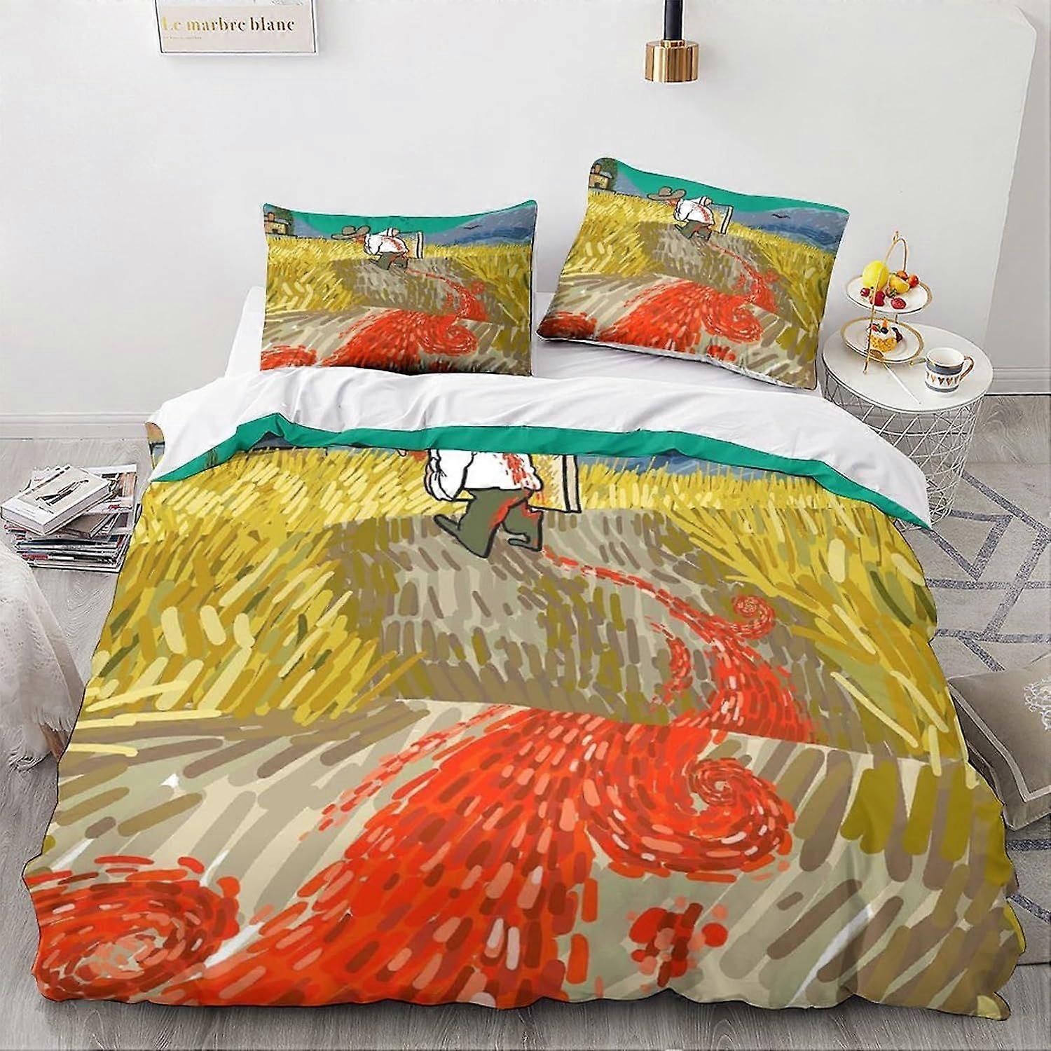 LikeEj Van Gogh لحاف غطاء الكرتون موضوع المعزي غطاء 3D الرسوم التوضيحية نمط مجموعة الفراش للاطفال هدية ، غطاء لحاف طرية فائقة النعومة ديكور الغرفة Bedclot