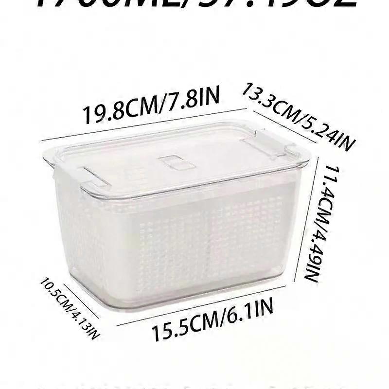 Doublelayer Refrigerator Storage Box Fruit and Vegetable Drain Basket Fresh-keeping Box with Lid storage container kitchen tools