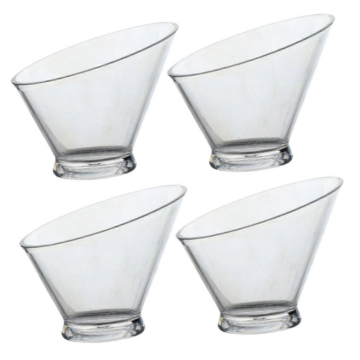4pcs Clear Snack Bowls with NonSkid Base for Popcorn Salad Chips and Party Serving