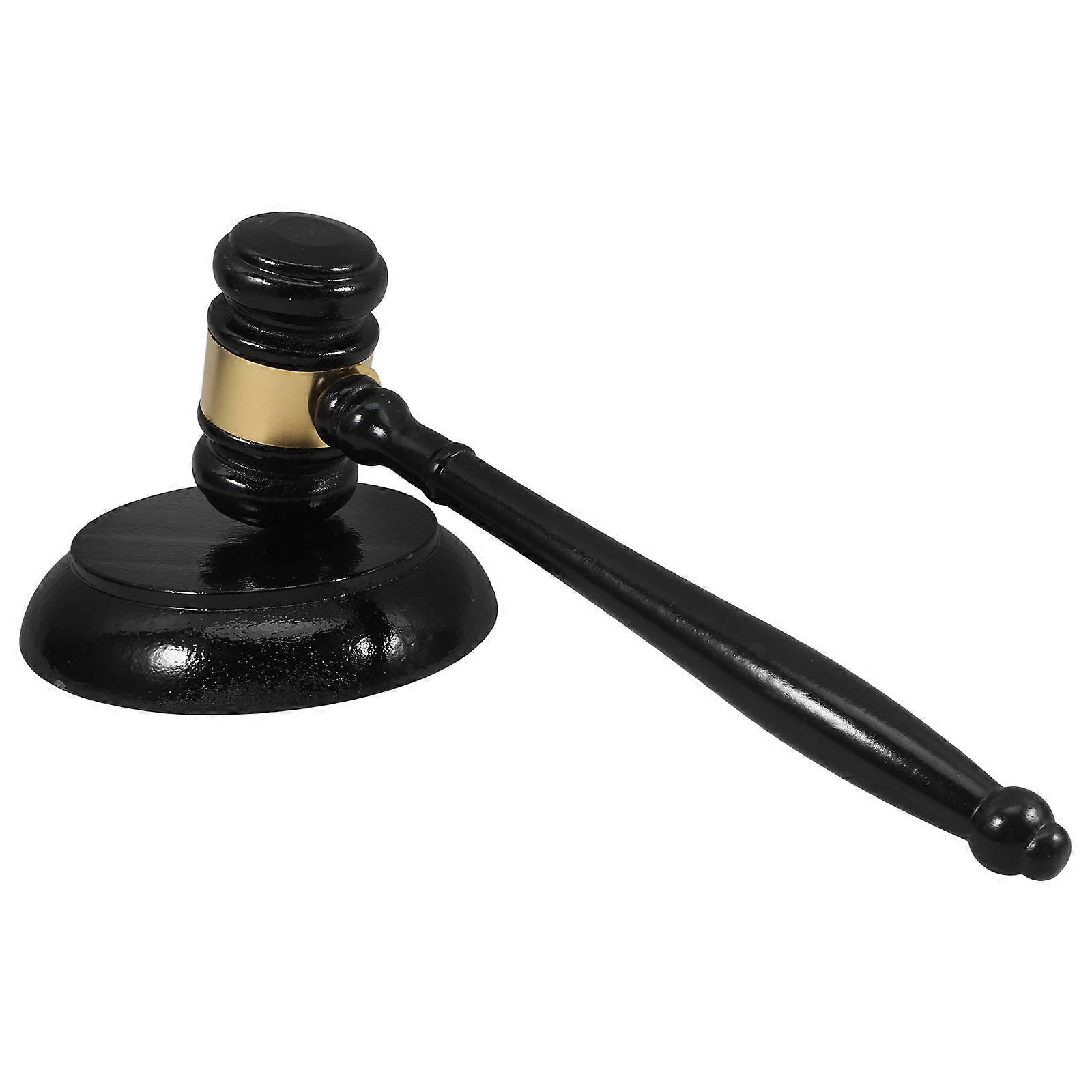 Wooden Gavel Judge Hammer for Kids Use 1Set with Sound Block Brown Wood
