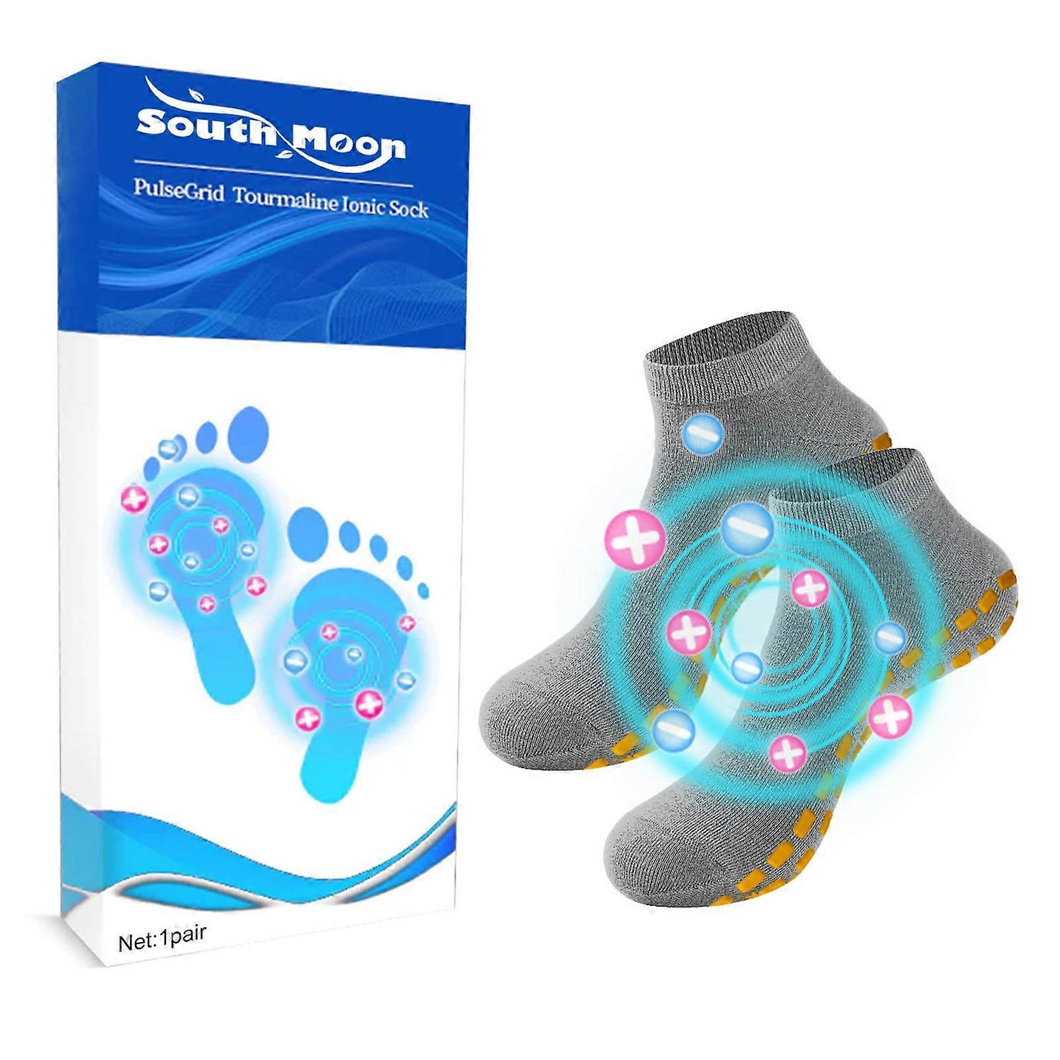 1-6PCS SOUTH MOON SOA06-A074-1-WH1 Tourmaline Ionic Compression Socks Non Slip Elastic Foot Care Sto