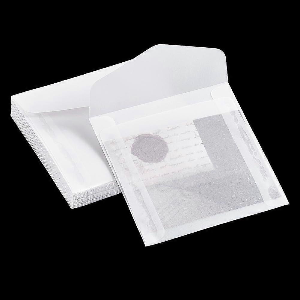 50pcs 3.9 x 3.9 inch Glassine Paper Envelopes Translucent Paper Envelope Bag Square Invitation Envelopes Greeting Card Envelopes for Weddings Craft Ph