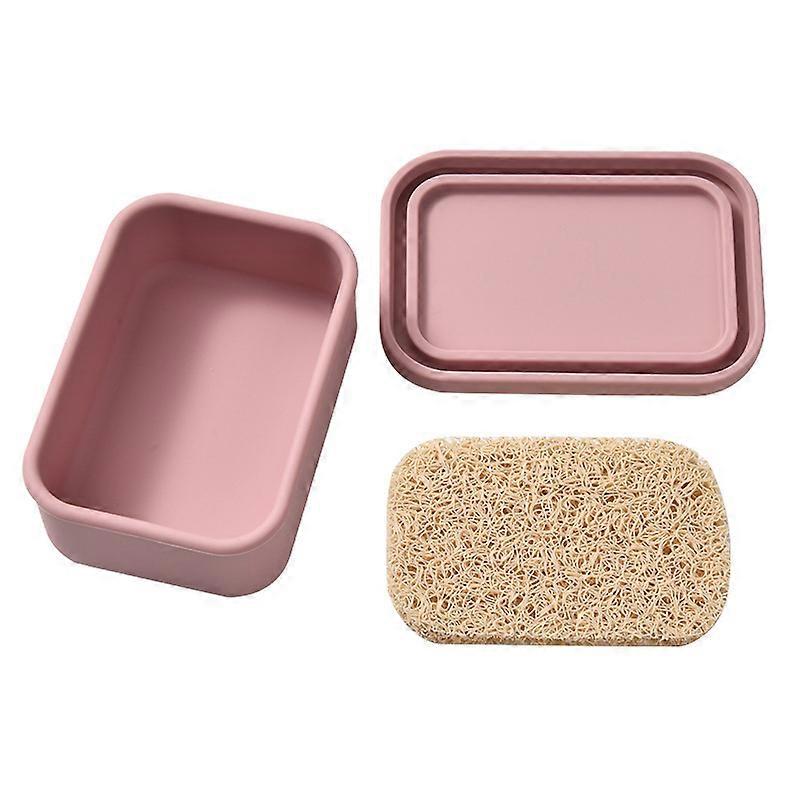 Solid Shampoo Bar Holder, Large Leakproof Travel Soap Case, Silicone Soap Box With Draining Layer, Enhanced Soap Container