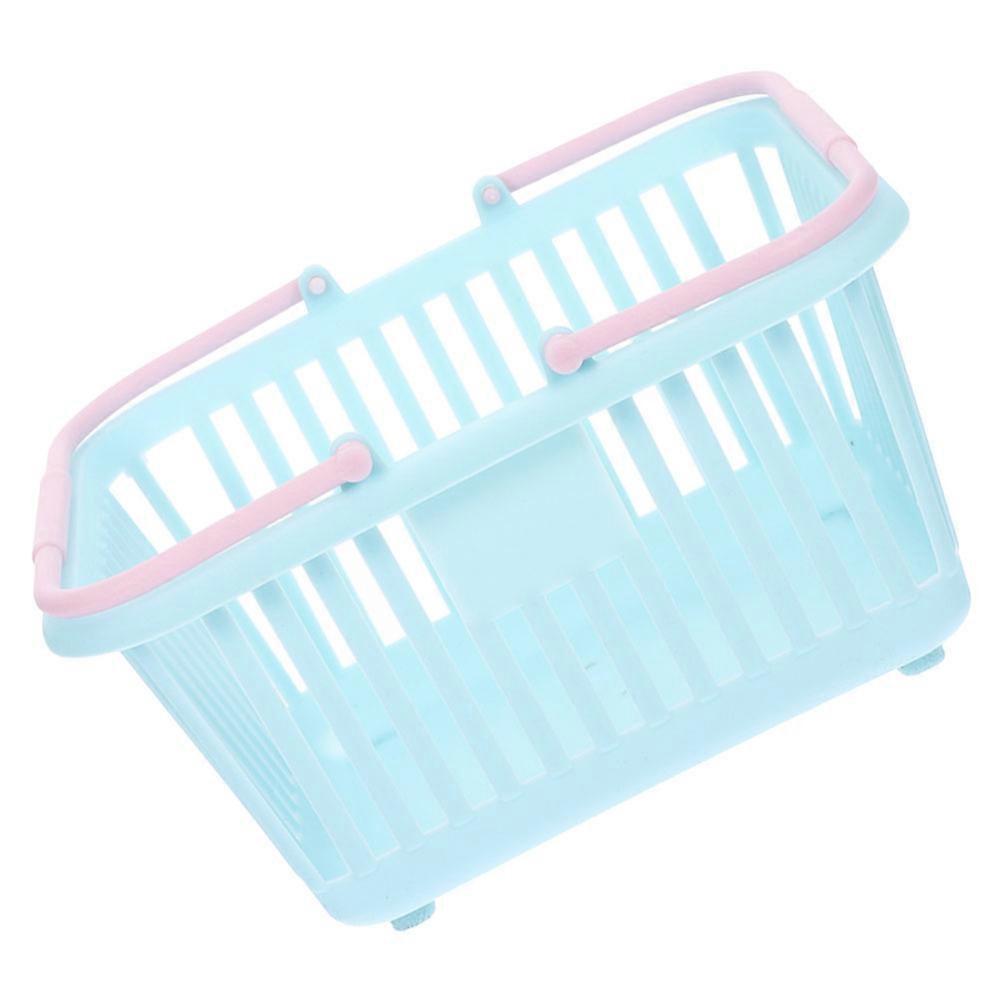 Sky-Blue Mini Picnic Basket for Multi-Functional Use with Handle Plastic Bin